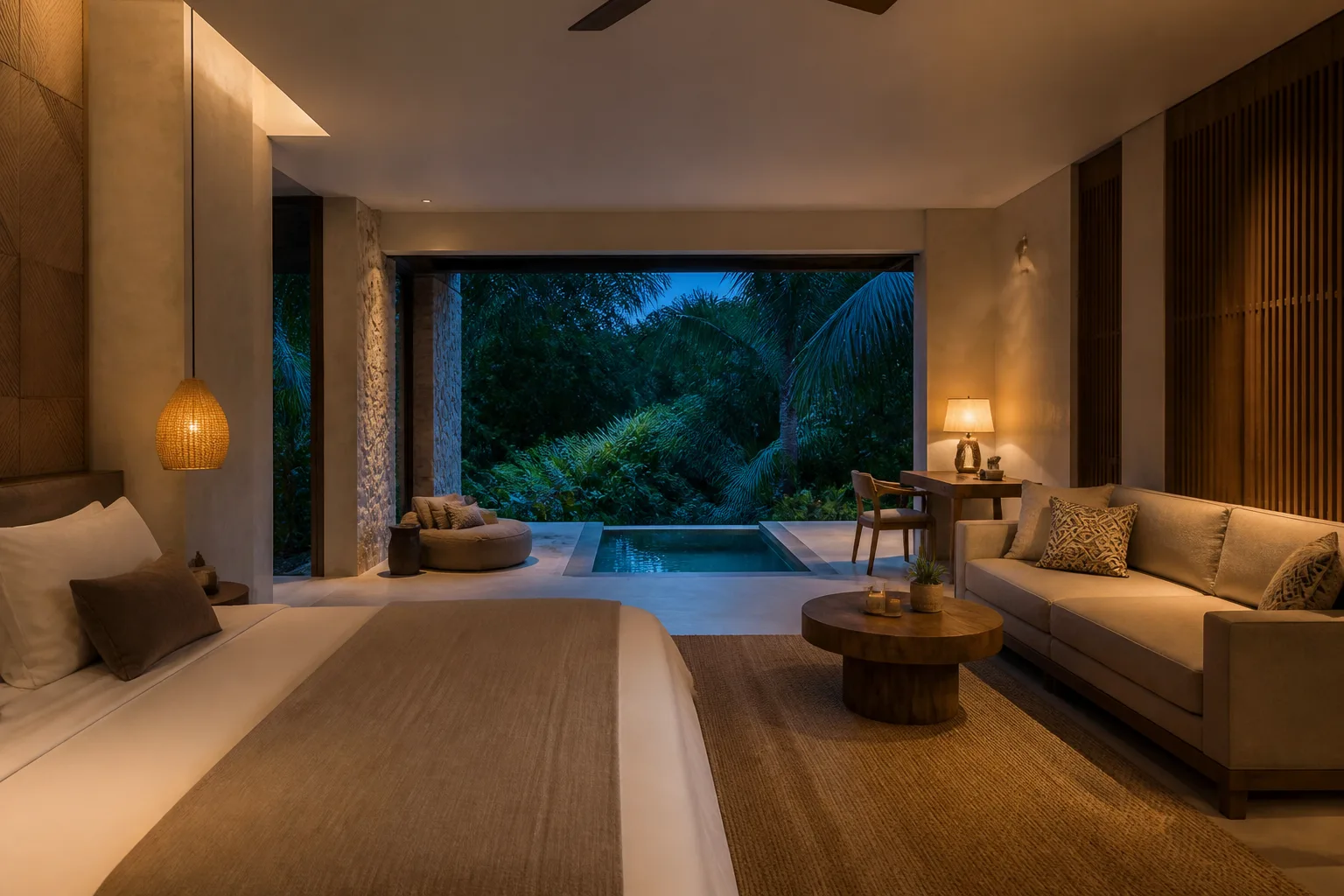 Suite tropical abierta a una piscina privada