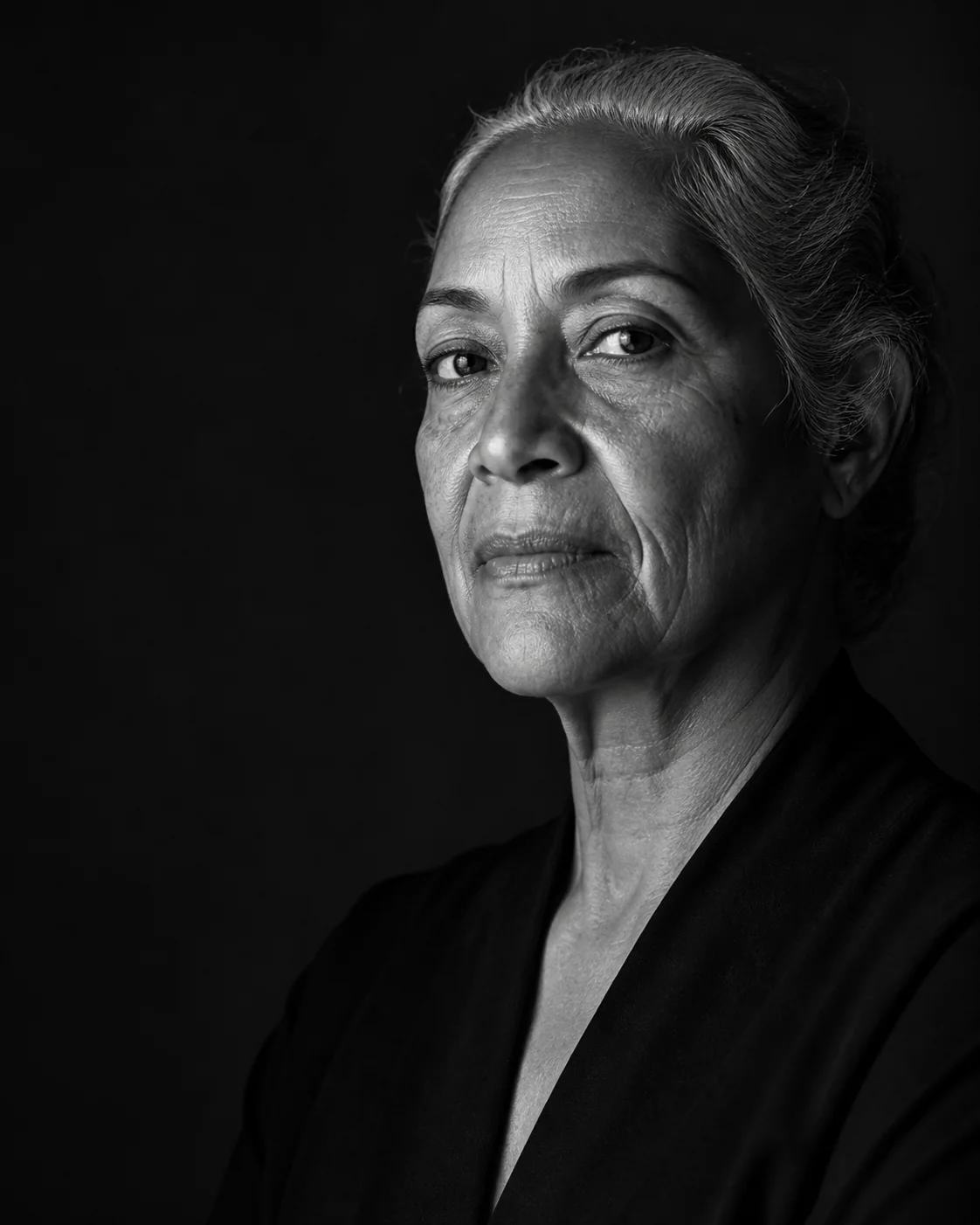 Retrato monocromático de una mujer panameña